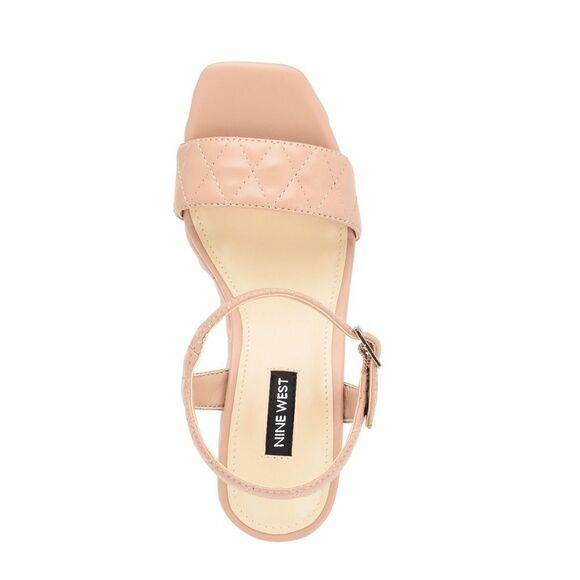 New! NINE WEST Nila Platform Wedge Sandals Size 6 NWT Heels Quilted Padded Tan - Picture 3 of 10